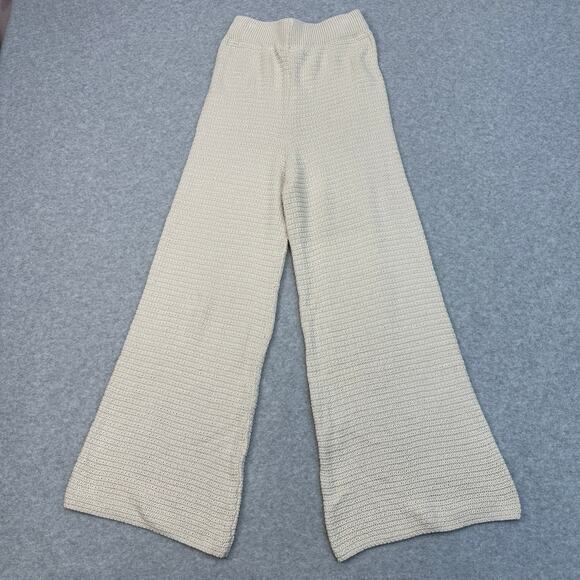 Sincerely Jules Crochet Knit Crop Top & Pants Set XS Oatmeal Stretch Loungewear - Picture 8 of 13